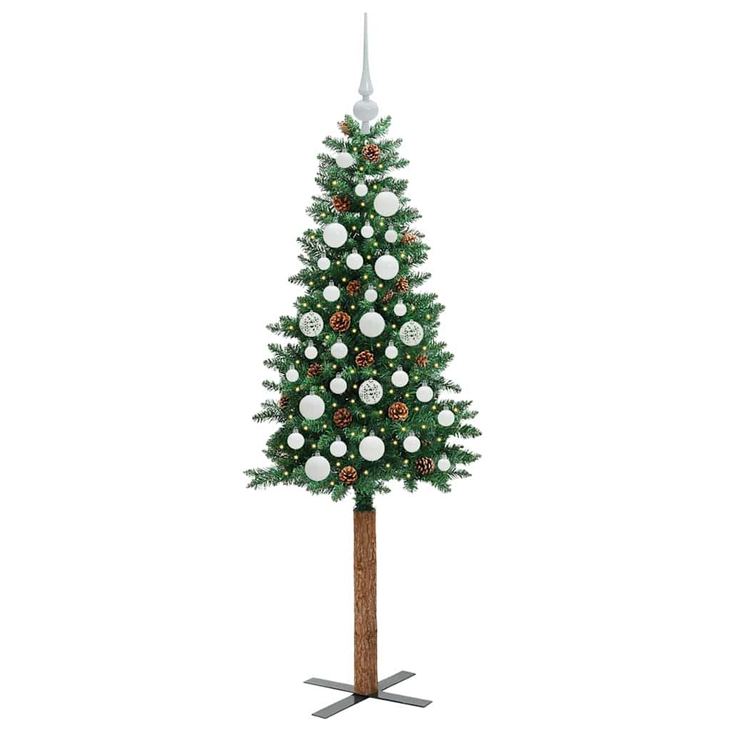 Smal julgran Grön 150 cm PVC och solid furu