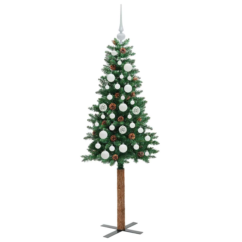 Smal julgran Grön 150 cm PVC och solid furu