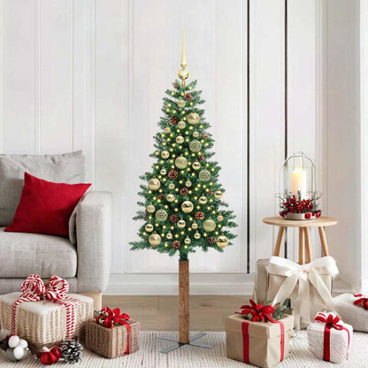 Smal julgran Grön 150 cm PVC och solid furu