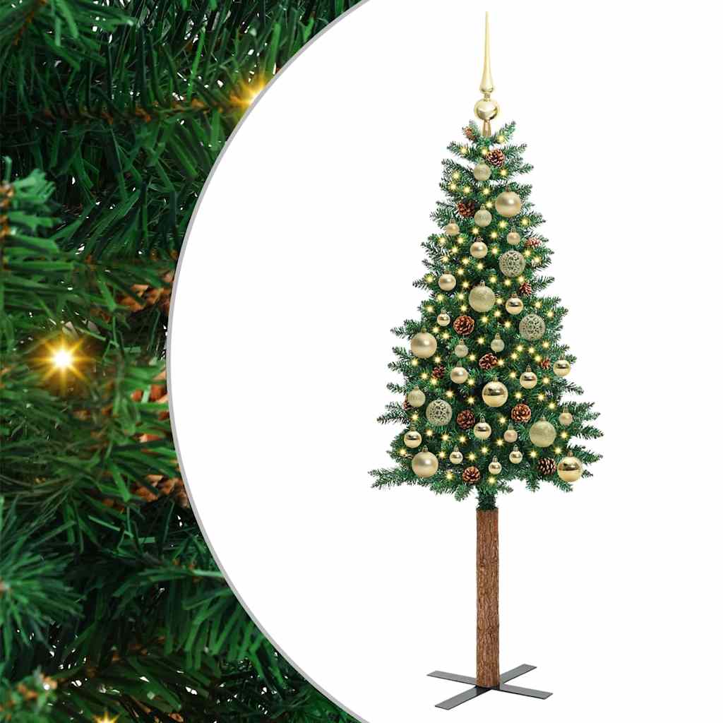Smal julgran Grön 150 cm PVC och solid furu