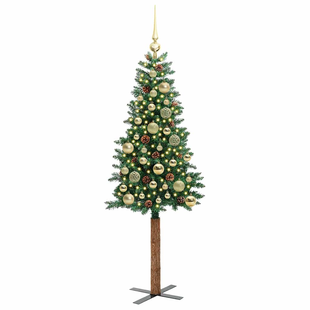Smal julgran Grön 150 cm PVC och solid furu