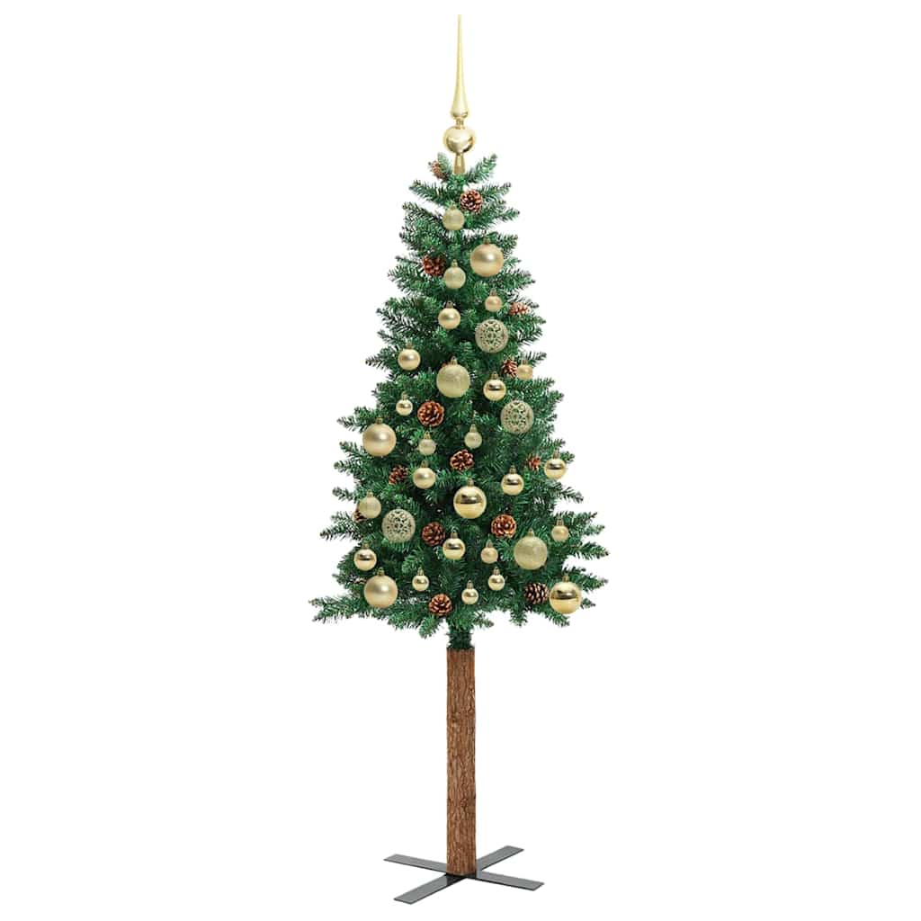Smal julgran Grön 150 cm PVC och solid furu