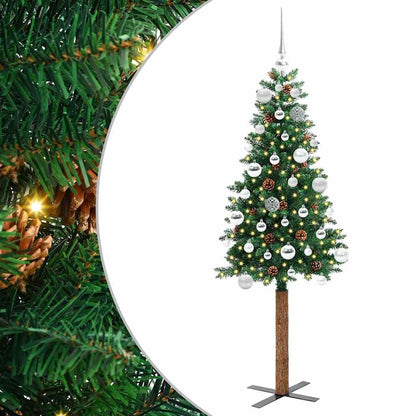 Smal julgran Grön 150 cm PVC och solid furu