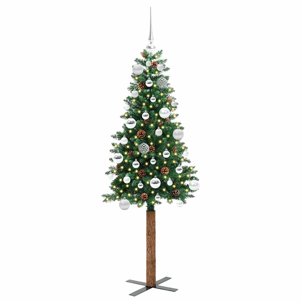 Smal julgran Grön 150 cm PVC och solid furu