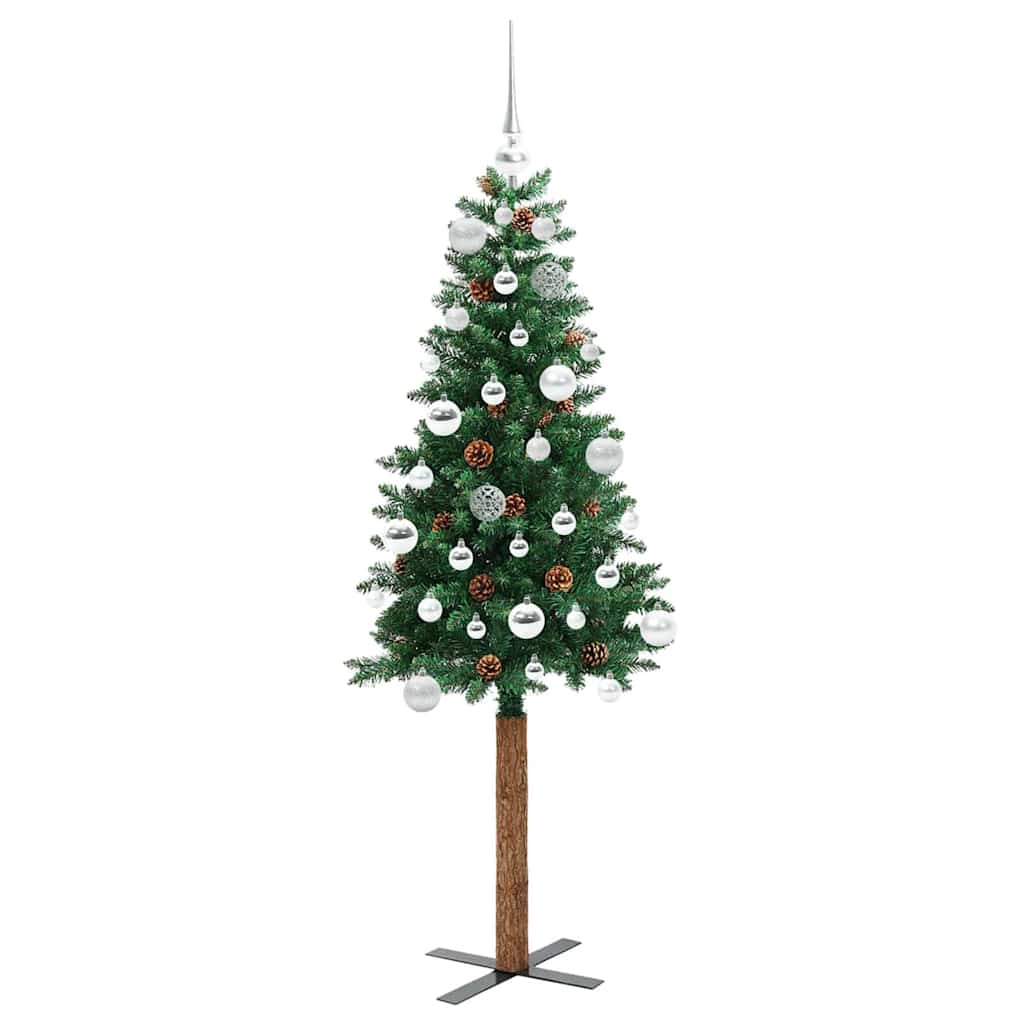 Smal julgran Grön 150 cm PVC och solid furu