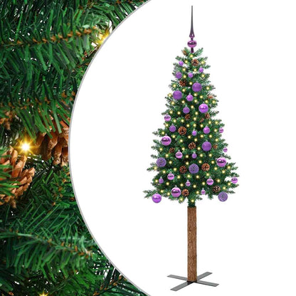 Smal julgran Grön 150 cm PVC och solid furu