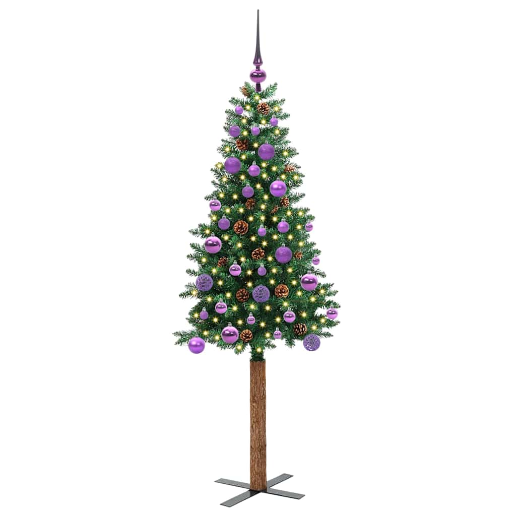 Smal julgran Grön 150 cm PVC och solid furu