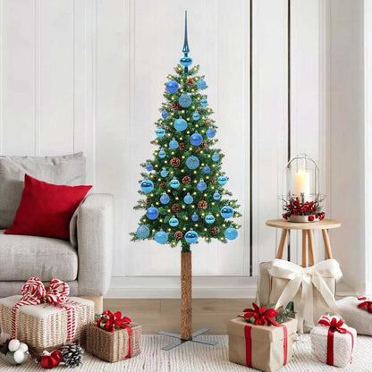 Smal julgran Grön 150 cm PVC och solid furu