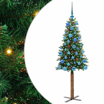 Smal julgran Grön 150 cm PVC och solid furu