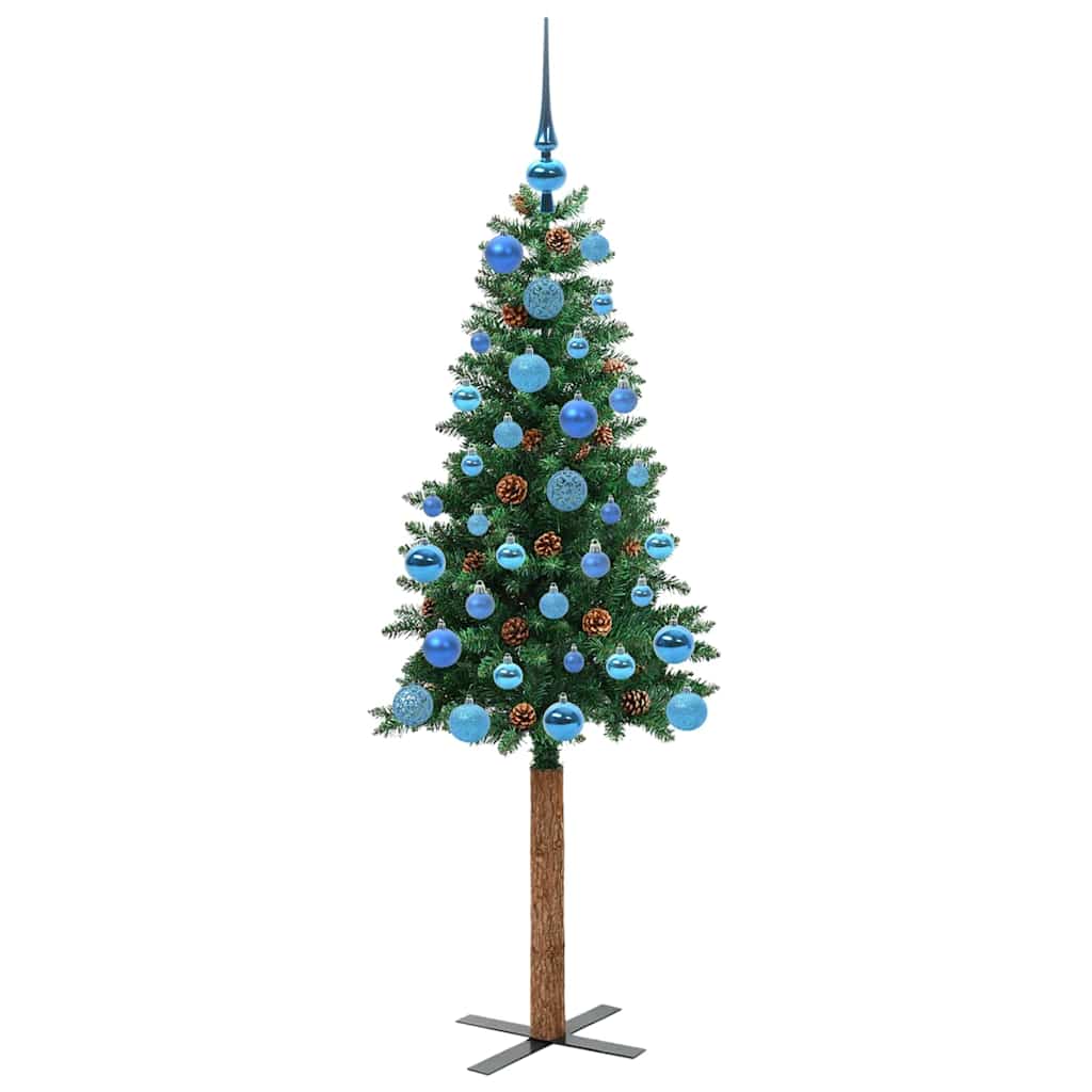 Smal julgran Grön 150 cm PVC och solid furu