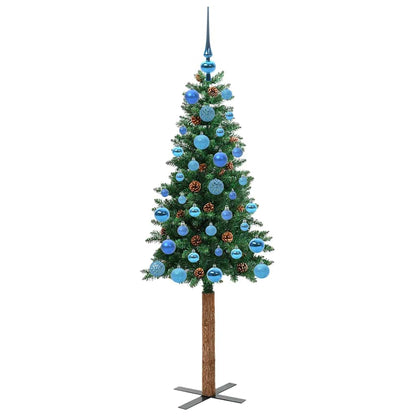 Smal julgran Grön 150 cm PVC och solid furu