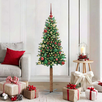Smal julgran Grön 150 cm PVC och solid furu