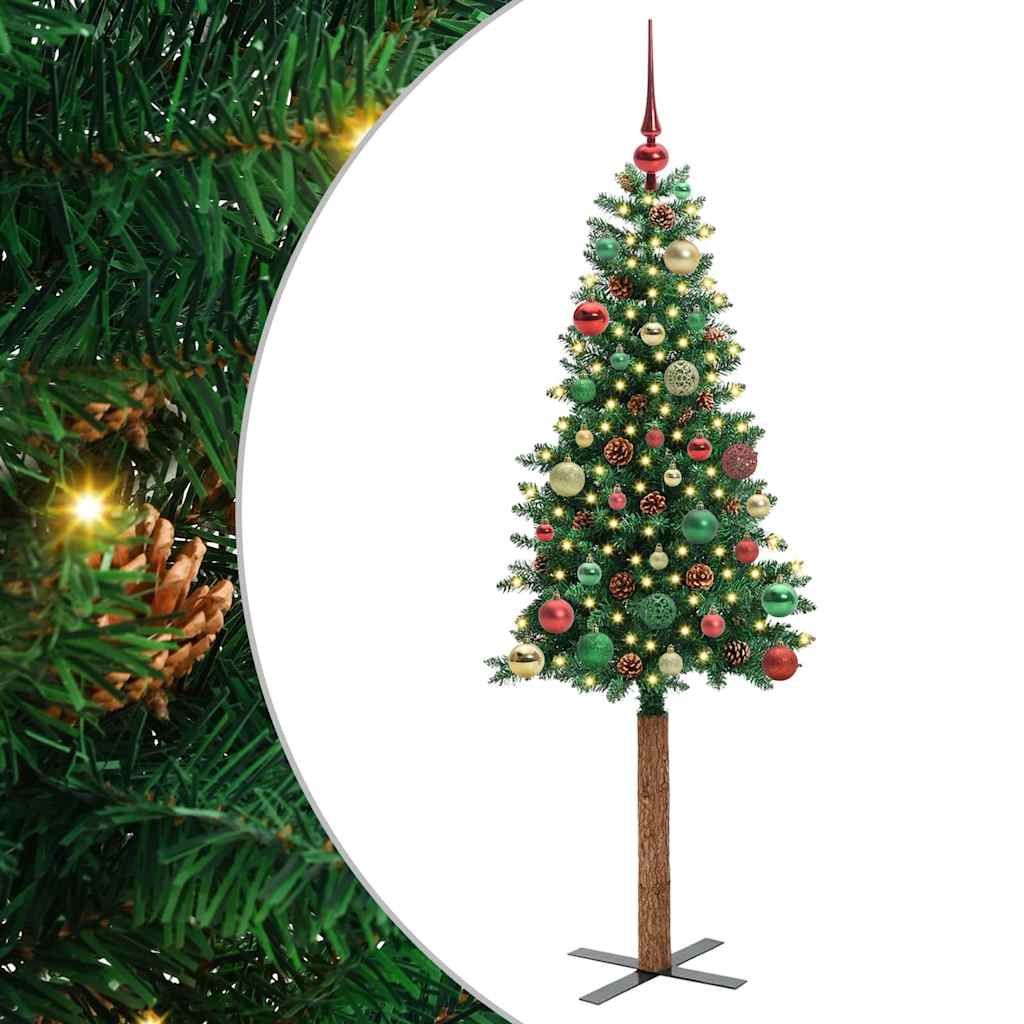 Smal julgran Grön 150 cm PVC och solid furu