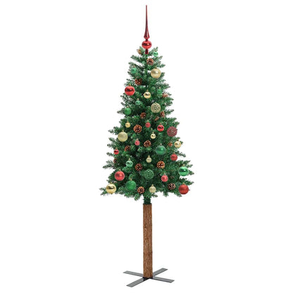 Smal julgran Grön 150 cm PVC och solid furu