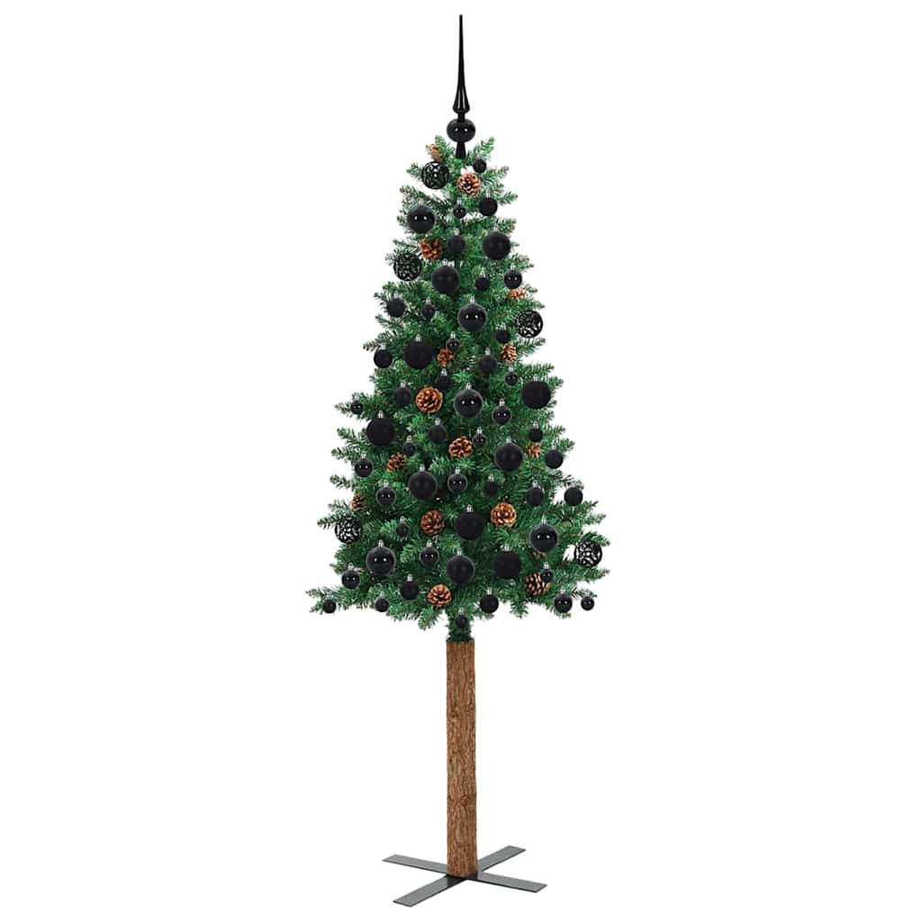 Smal julgran Grön 180 cm PVC och solid furu