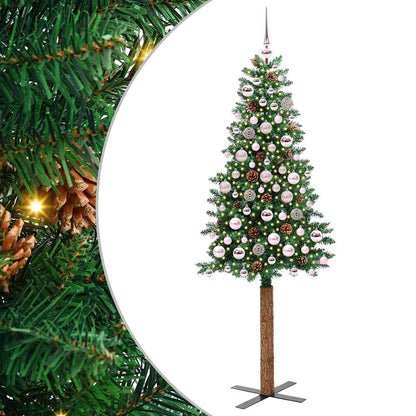 Smal julgran Grön 180 cm PVC och solid furu