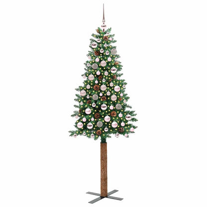 Smal julgran Grön 180 cm PVC och solid furu