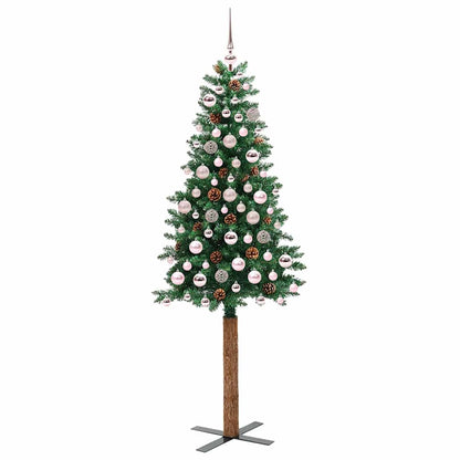 Smal julgran Grön 180 cm PVC och solid furu