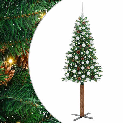 Smal julgran Grön 180 cm PVC och solid furu
