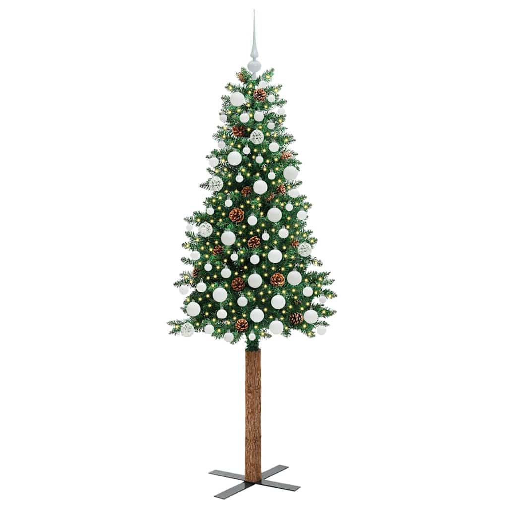 Smal julgran Grön 180 cm PVC och solid furu