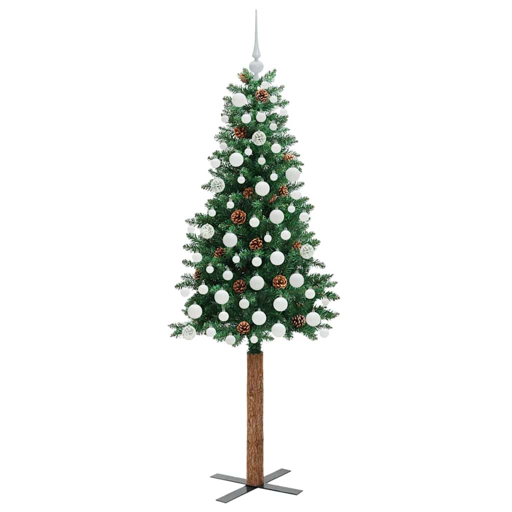 Smal julgran Grön 180 cm PVC och solid furu