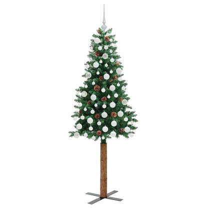 Smal julgran Grön 180 cm PVC och solid furu