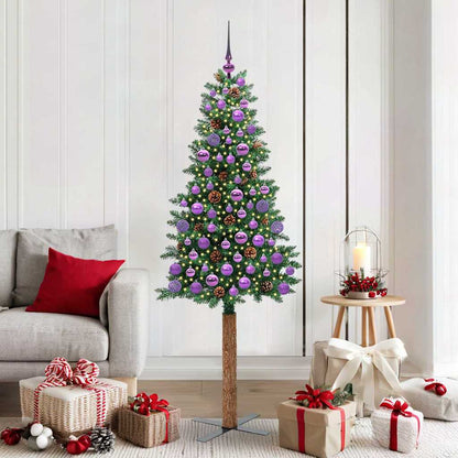 Smal julgran Grön 180 cm PVC och solid furu