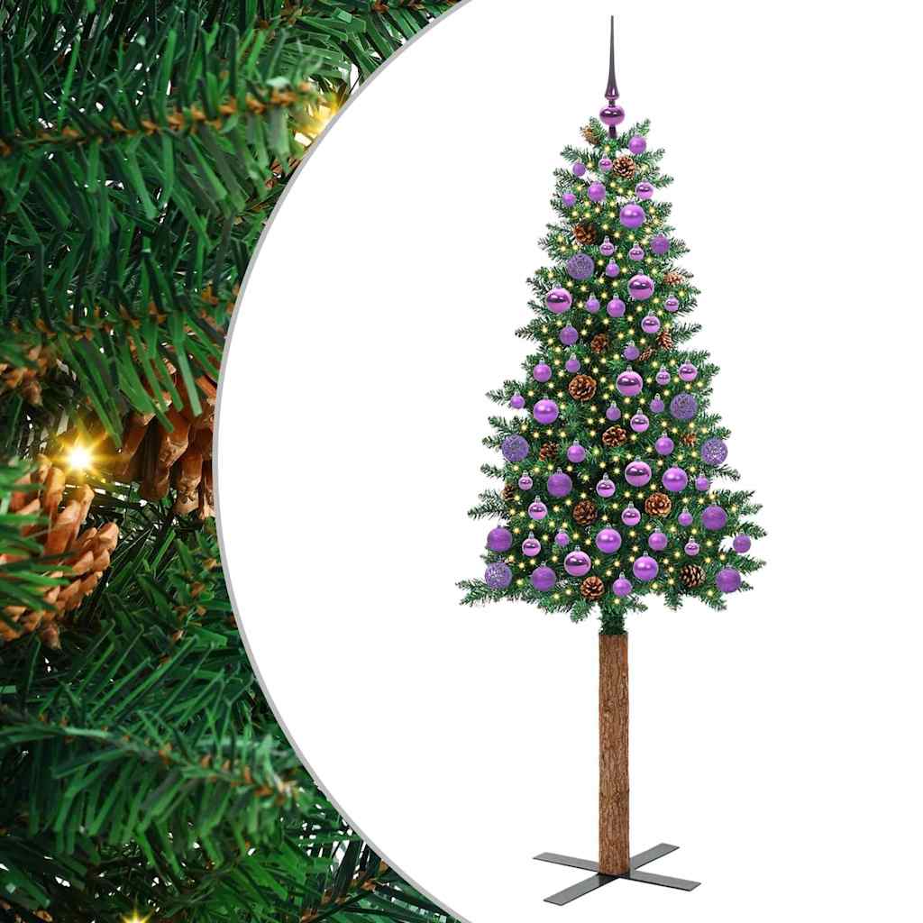Smal julgran Grön 180 cm PVC och solid furu