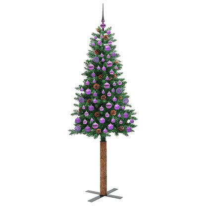 Smal julgran Grön 180 cm PVC och solid furu