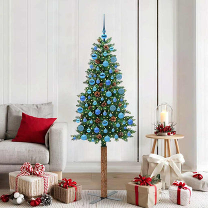 Smal julgran Grön 180 cm PVC och solid furu