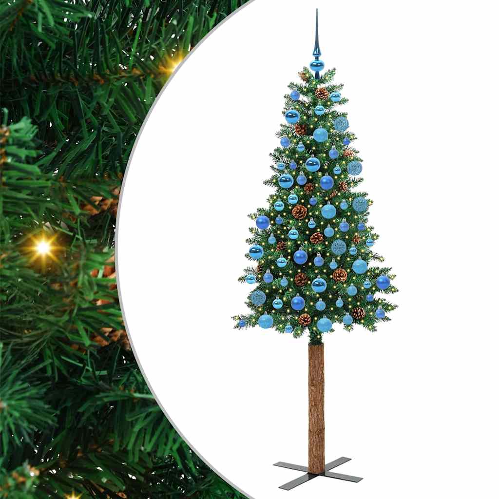 Smal julgran Grön 180 cm PVC och solid furu