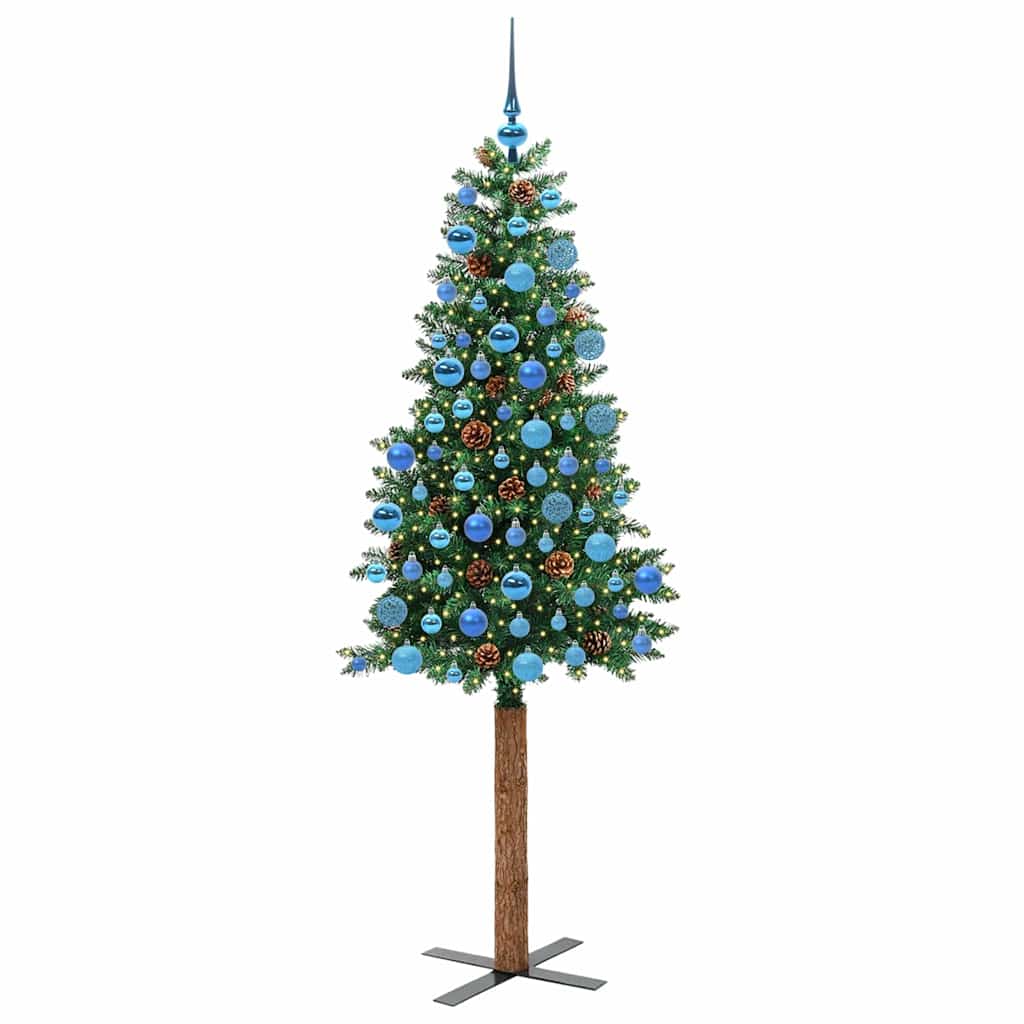 Smal julgran Grön 180 cm PVC och solid furu