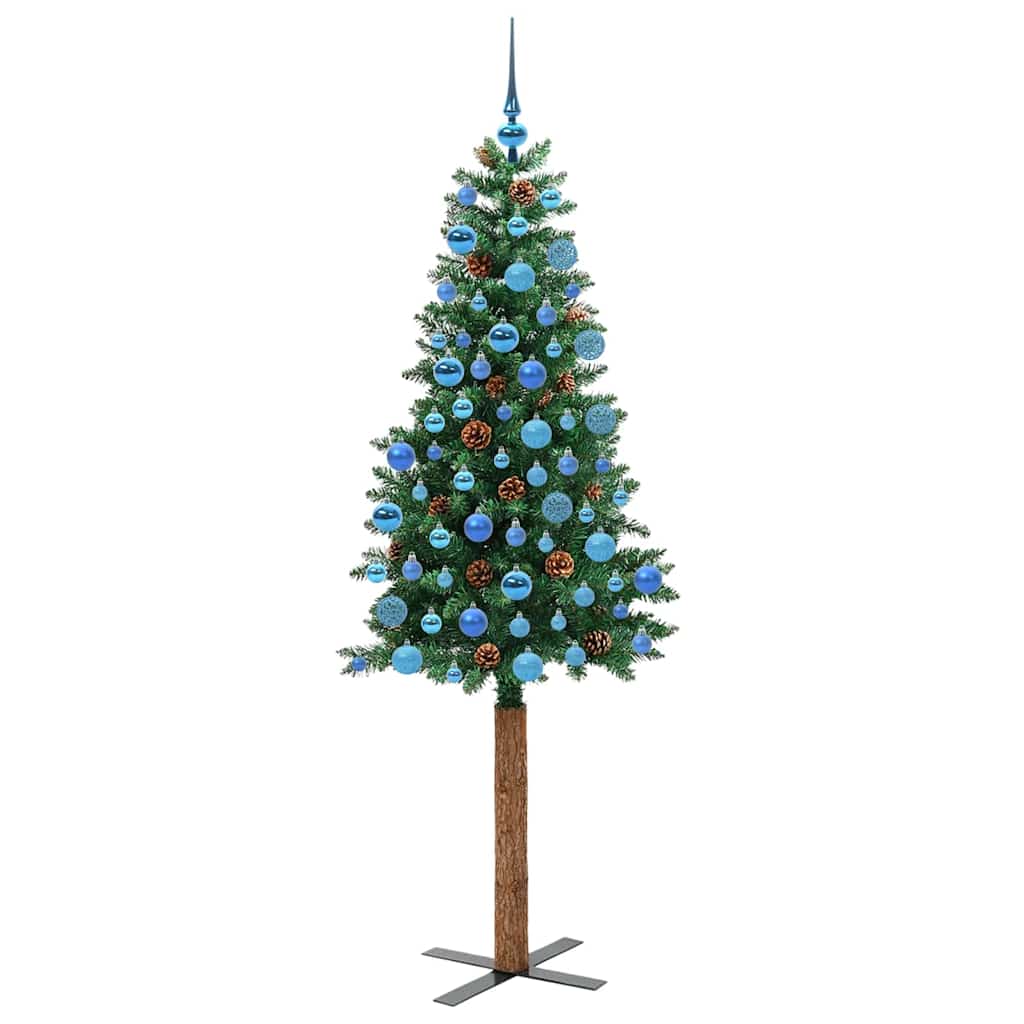 Smal julgran Grön 180 cm PVC och solid furu