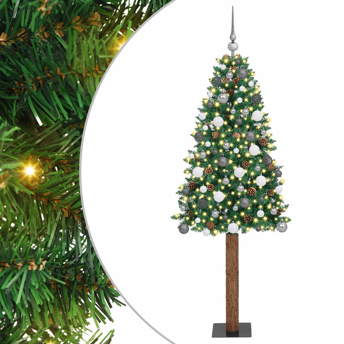 Smal julgran Grön 210 cm PVC och solid furu