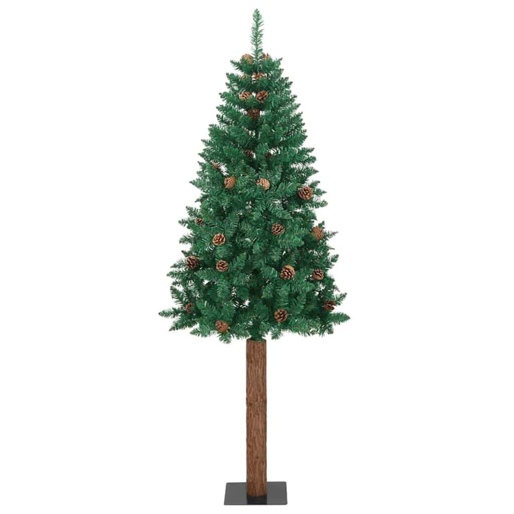 Smal julgran Grön 210 cm PVC och solid furu