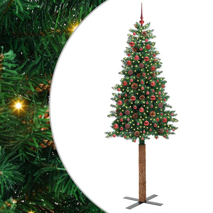 Smal julgran Grön 210 cm PVC och solid furu