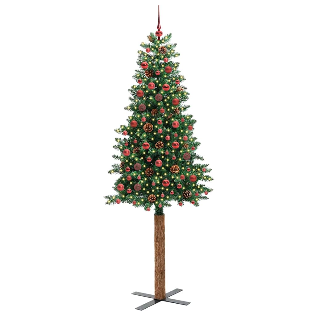 Smal julgran Grön 210 cm PVC och solid furu