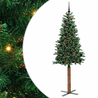 Smal julgran Grön 210 cm PVC och solid furu