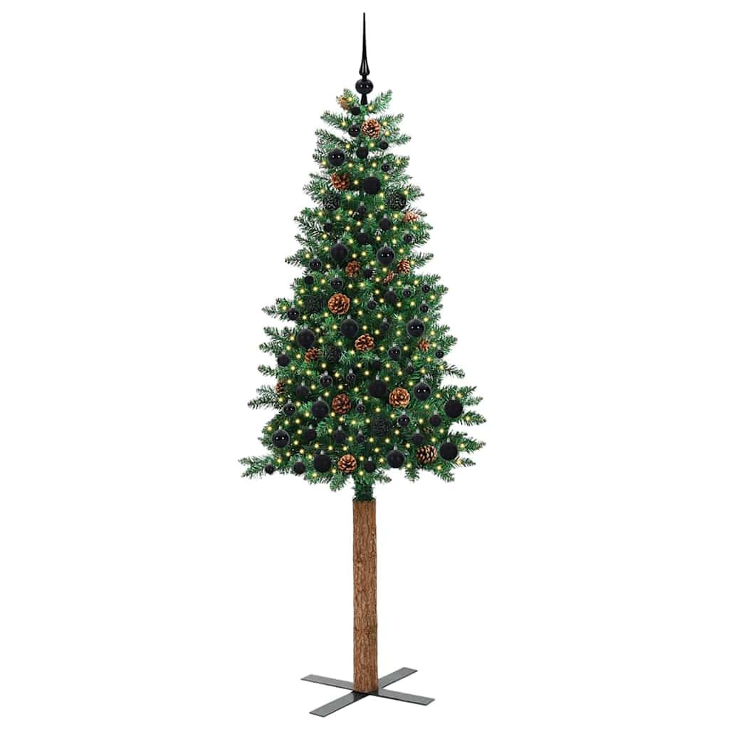 Smal julgran Grön 210 cm PVC och solid furu