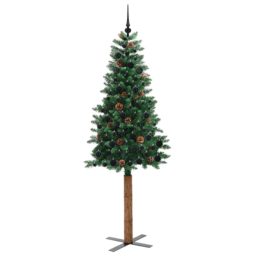 Smal julgran Grön 210 cm PVC och solid furu