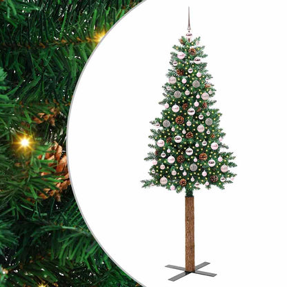 Smal julgran Grön 210 cm PVC och solid furu