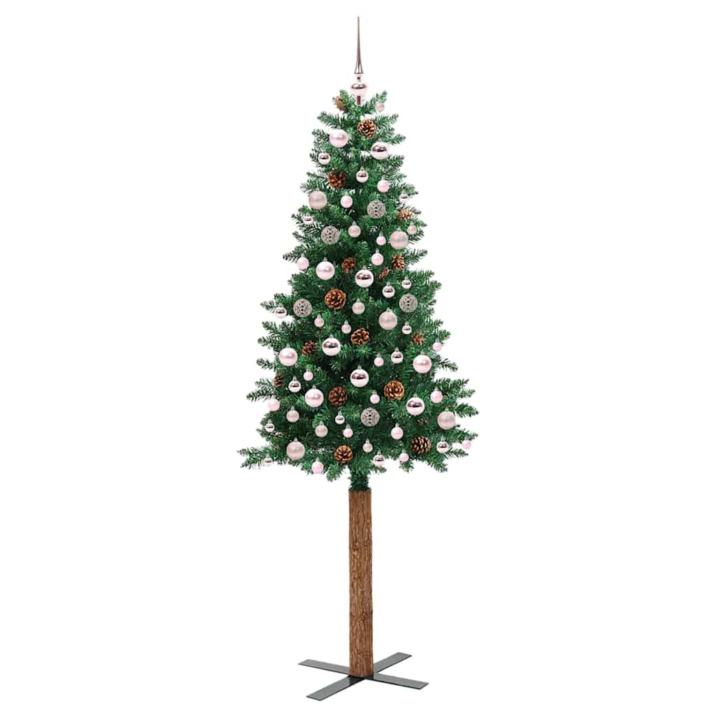 Smal julgran Grön 210 cm PVC och solid furu