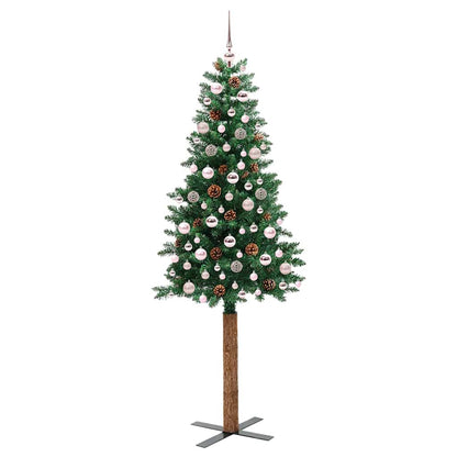 Smal julgran Grön 210 cm PVC och solid furu