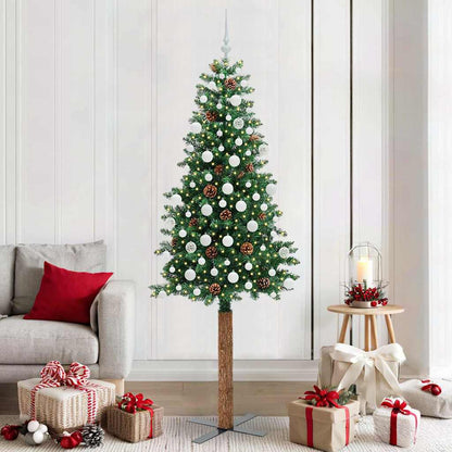 Smal julgran Grön 210 cm PVC och solid furu