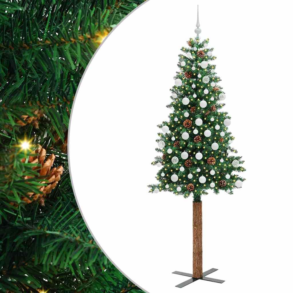 Smal julgran Grön 210 cm PVC och solid furu