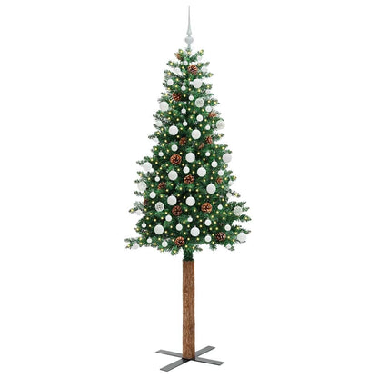 Smal julgran Grön 210 cm PVC och solid furu