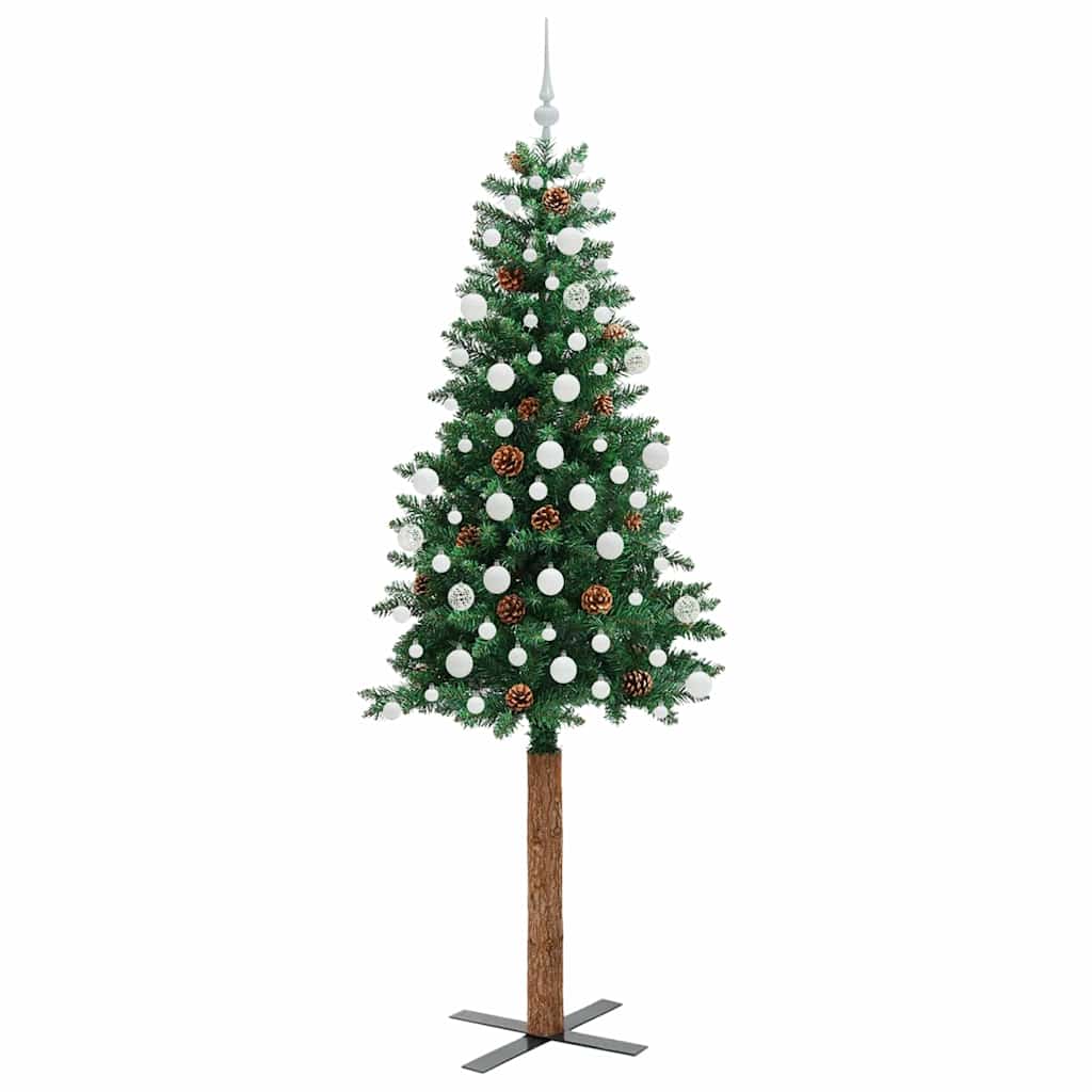 Smal julgran Grön 210 cm PVC och solid furu