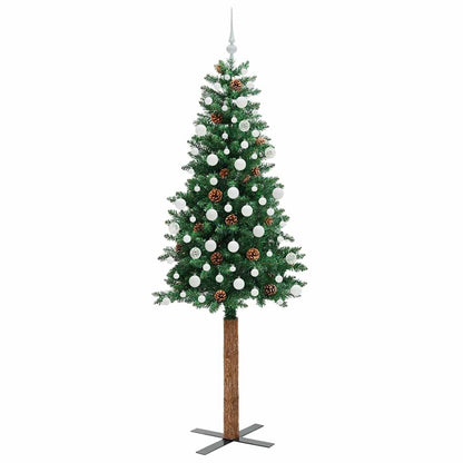 Smal julgran Grön 210 cm PVC och solid furu