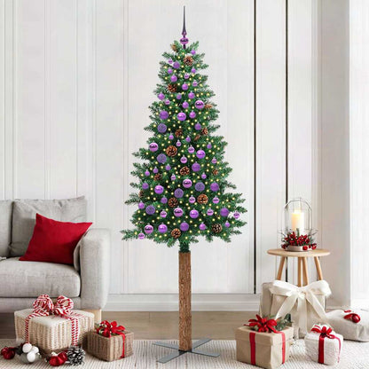 Smal julgran Grön 210 cm PVC och solid furu