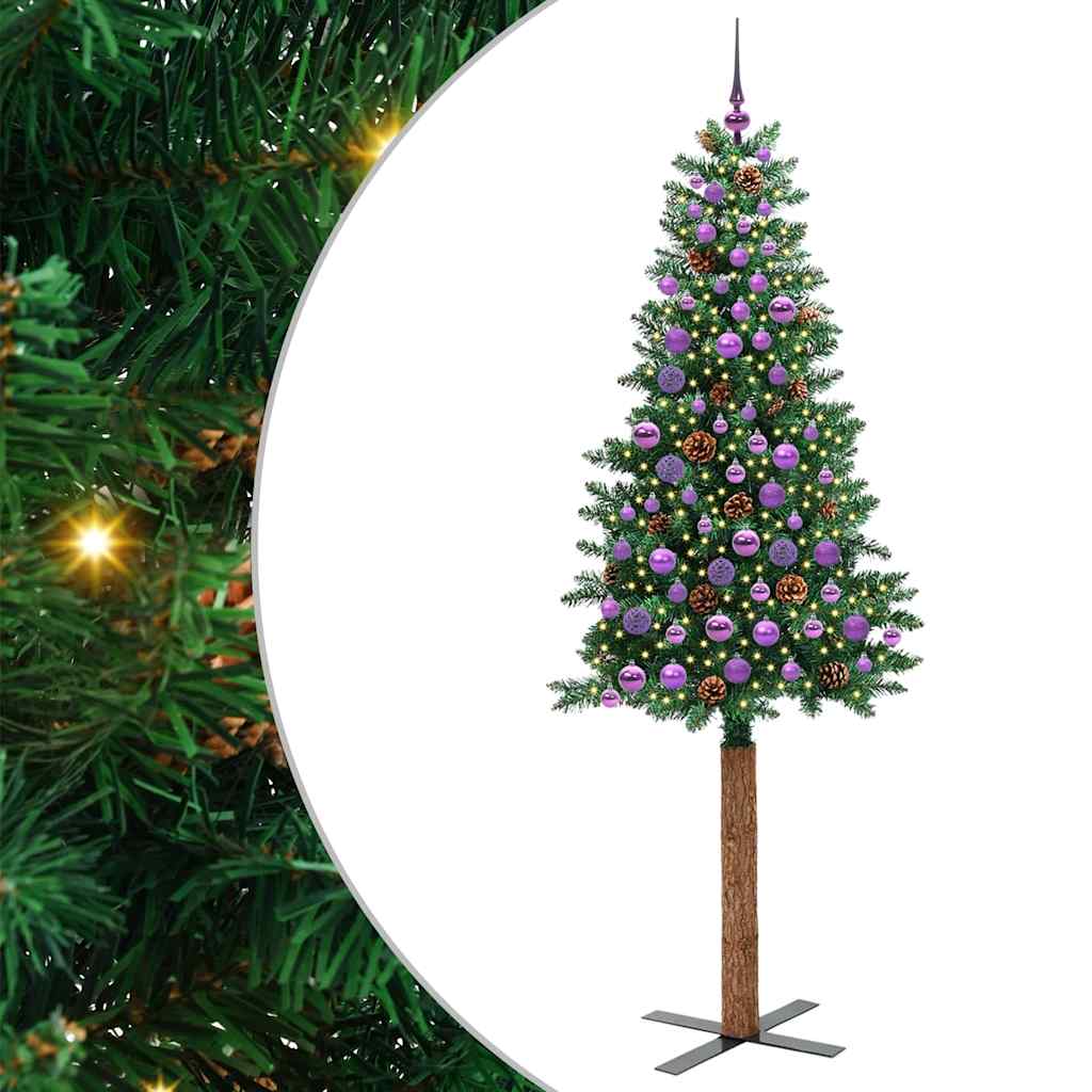 Smal julgran Grön 210 cm PVC och solid furu